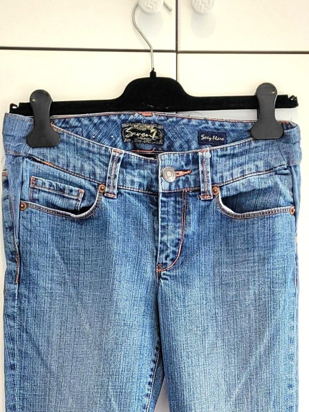 7 For All Mankind Sexy Flare Low Waist Jeans Size 27 - Picture 7 of 8